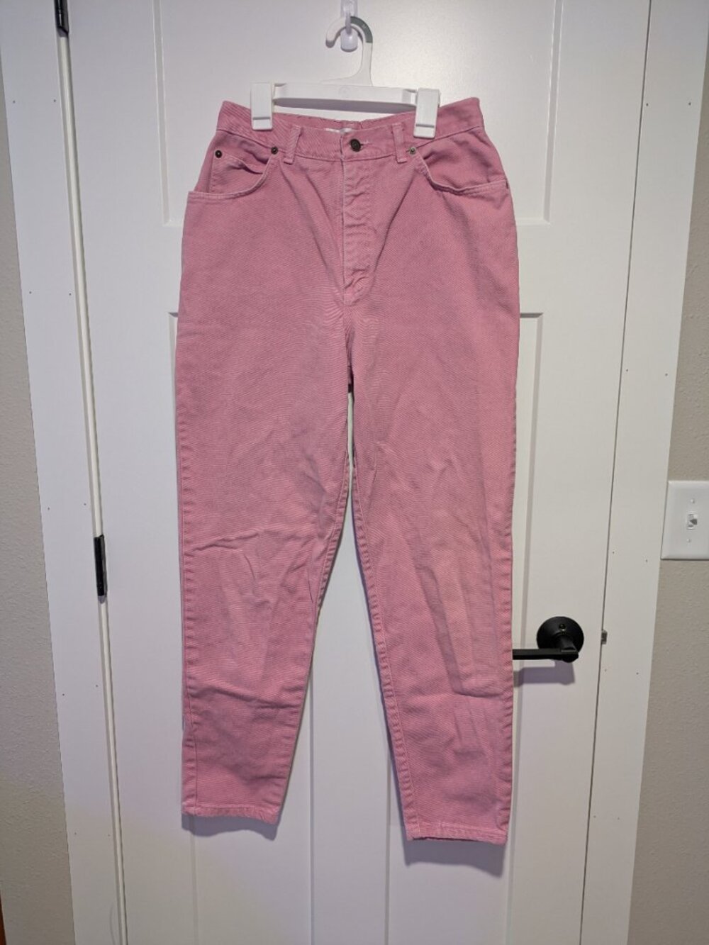 Vintage 80s 90s M.J. Carroll Pink Denim Mom Jeans High Rise Made in USA Size 12